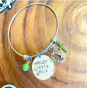 NEW Hayley little wolf tvd+ Bangle Bracelet 4 charms silver vampire originals
